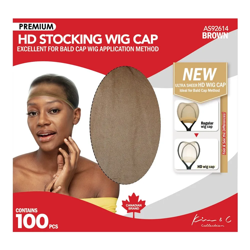 100 Premium HD Stocking Wig Caps #92614 Brown