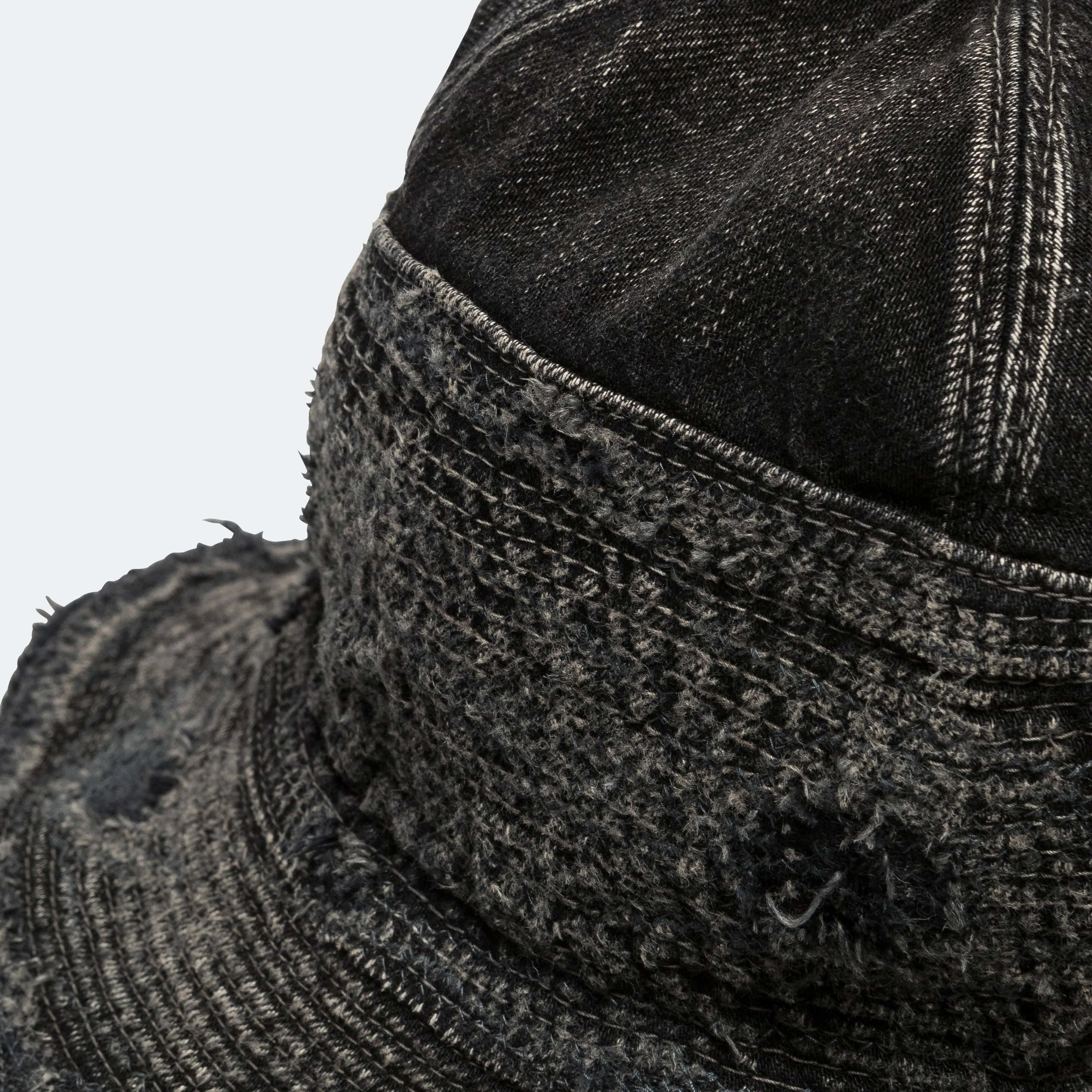 11.5ozBLK×BLK Denim THE OLD MAN AND THE SEA Hat (CRASH REMAKE) -  Black