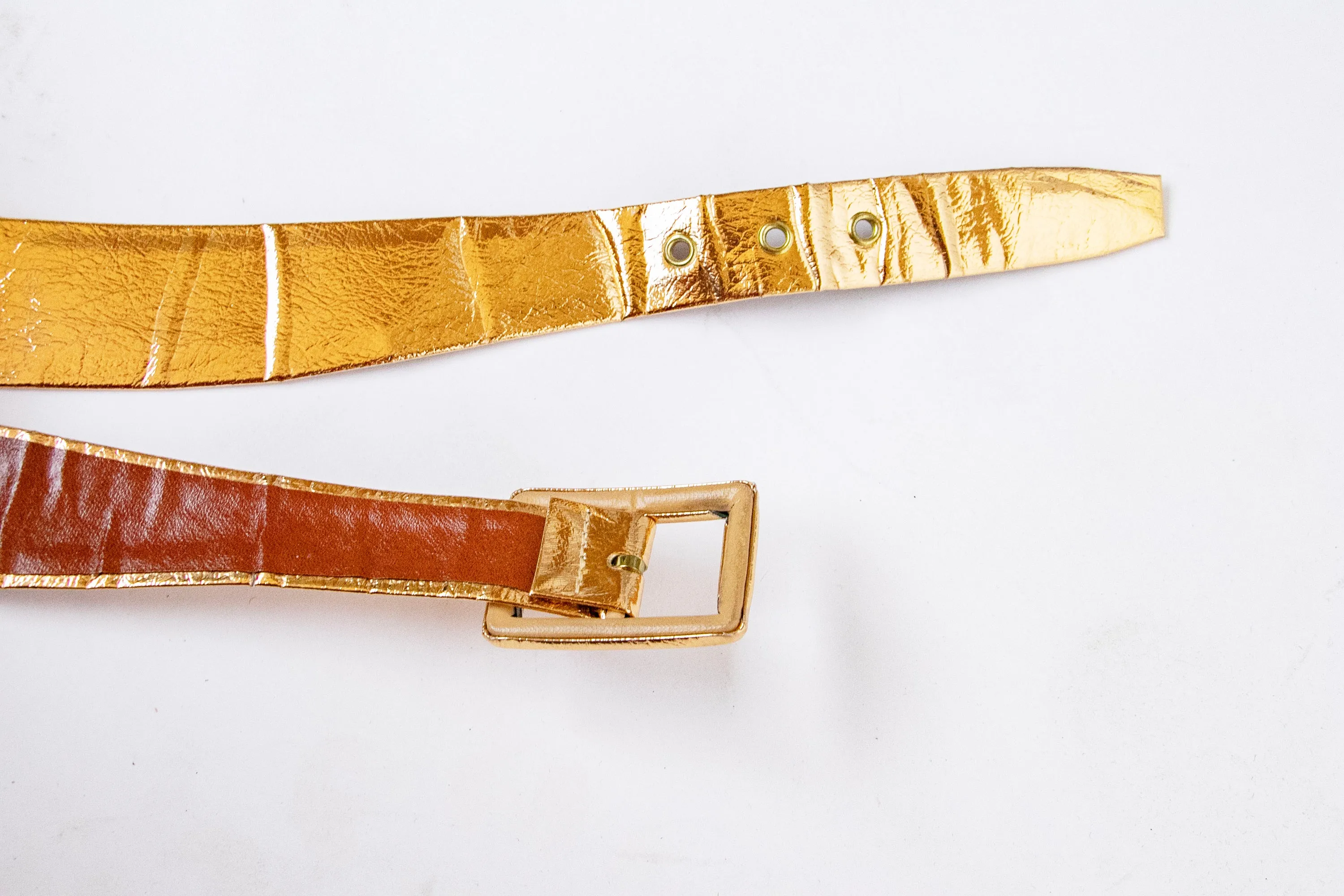 1950s Belt Gold Foil Metallic Adjustable Waist Cinch