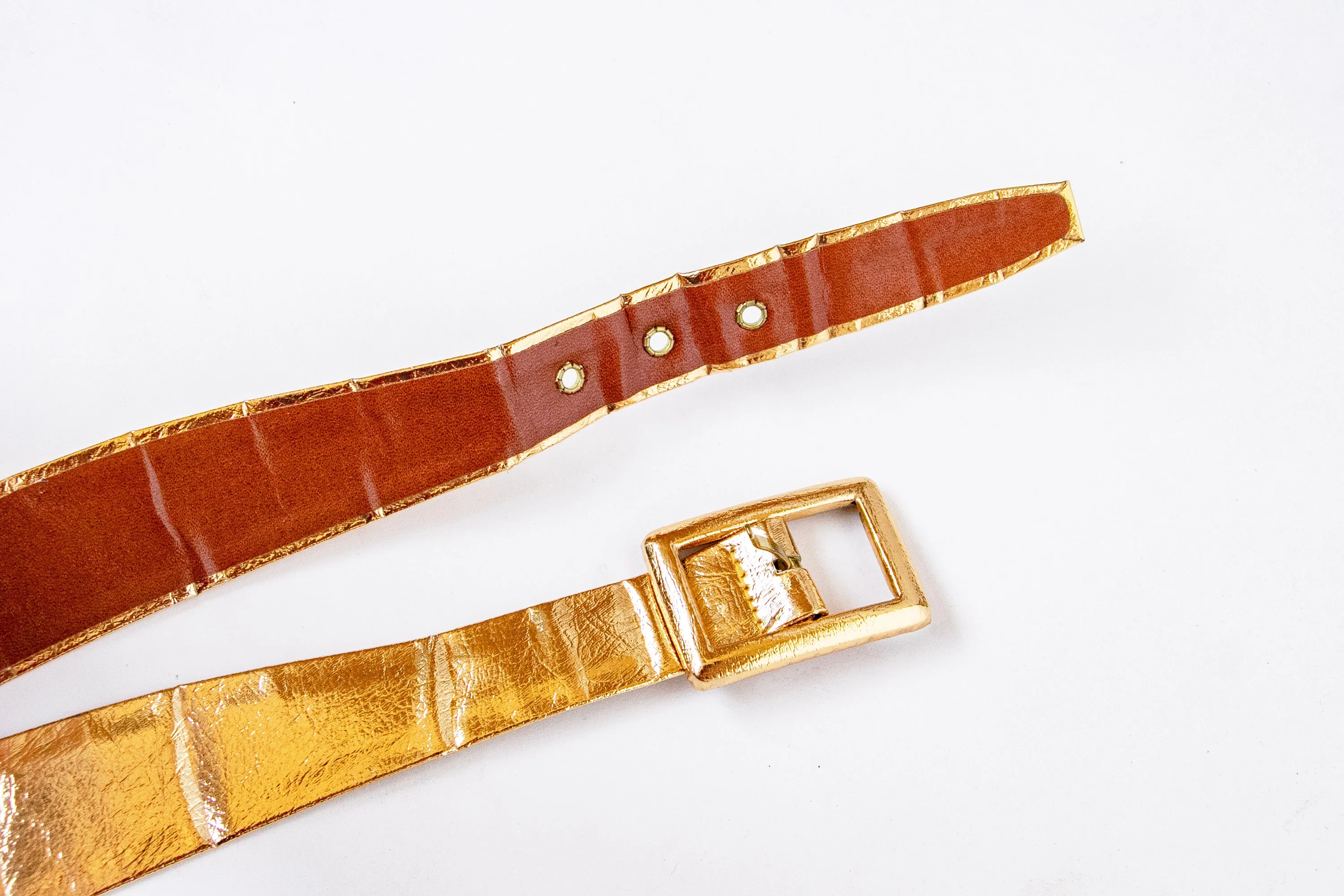 1950s Belt Gold Foil Metallic Adjustable Waist Cinch