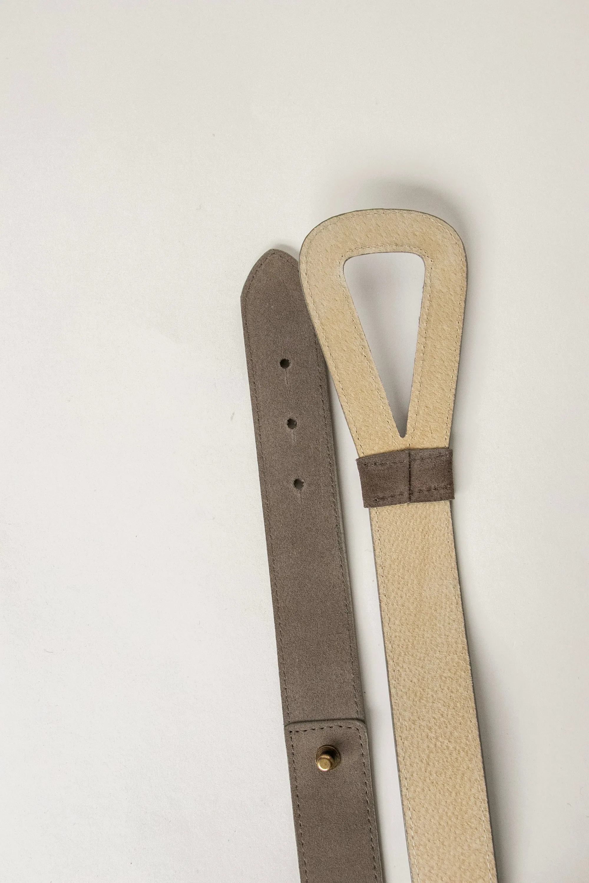 1980s Belt Suede Leather Cinch Waist Grey