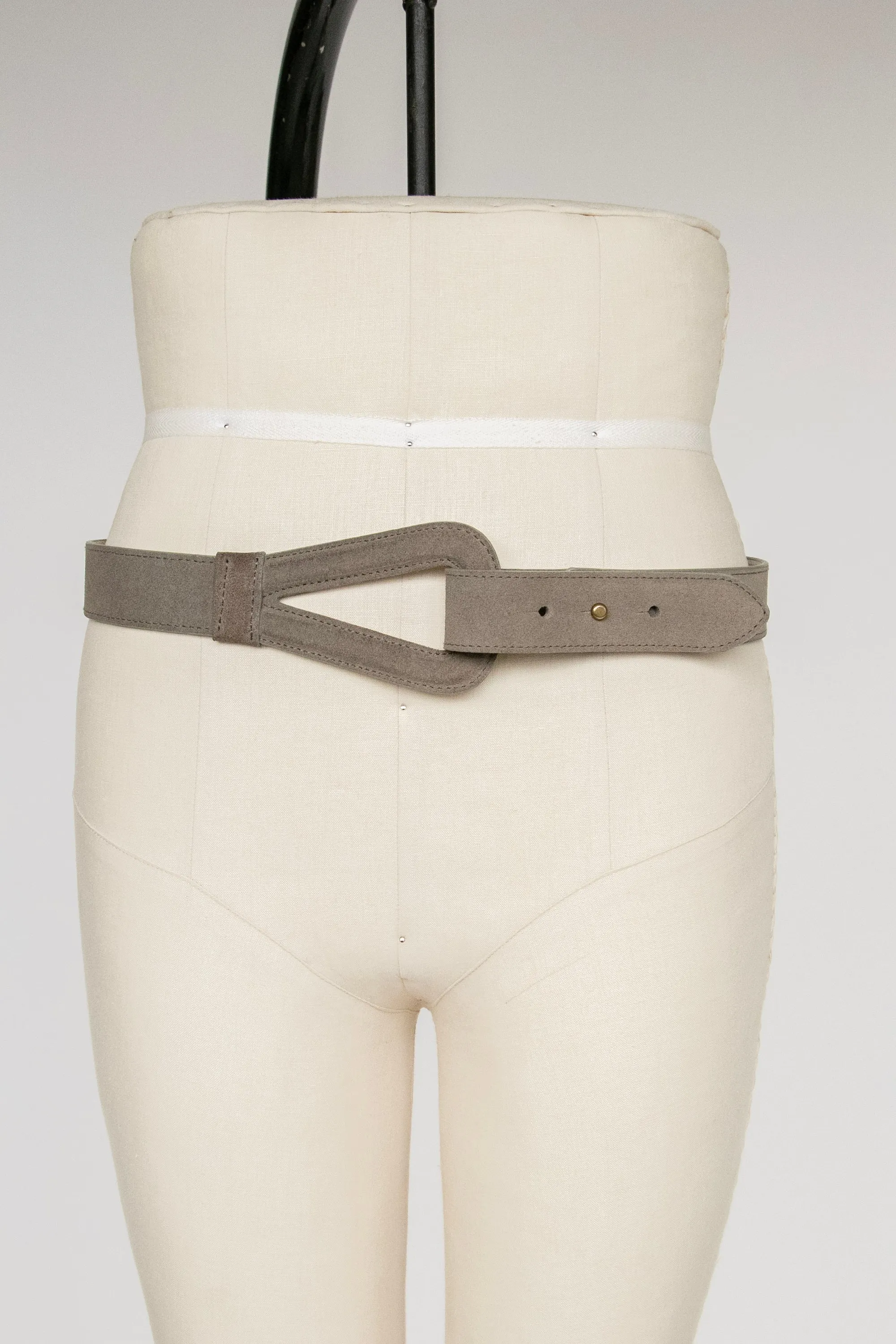 1980s Belt Suede Leather Cinch Waist Grey