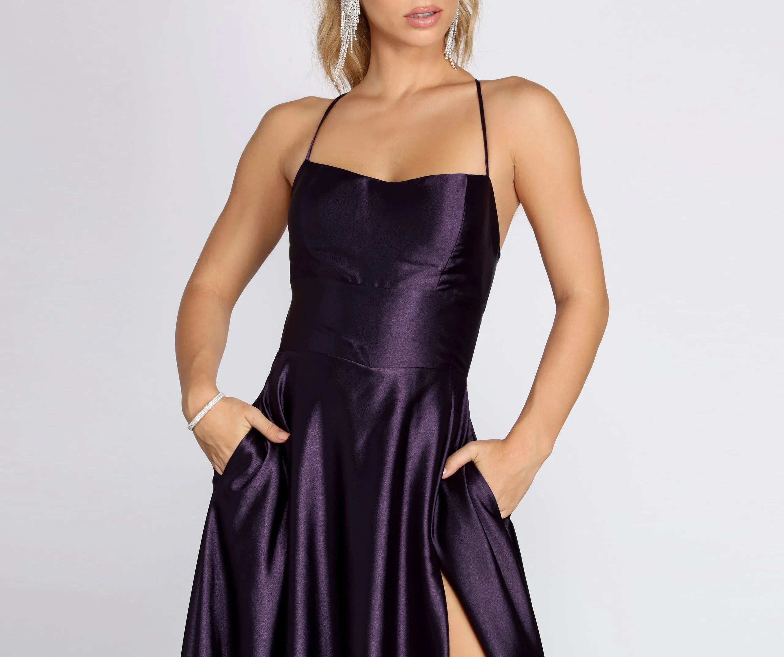 Anne Formal Stylish Lattice Satin Dress