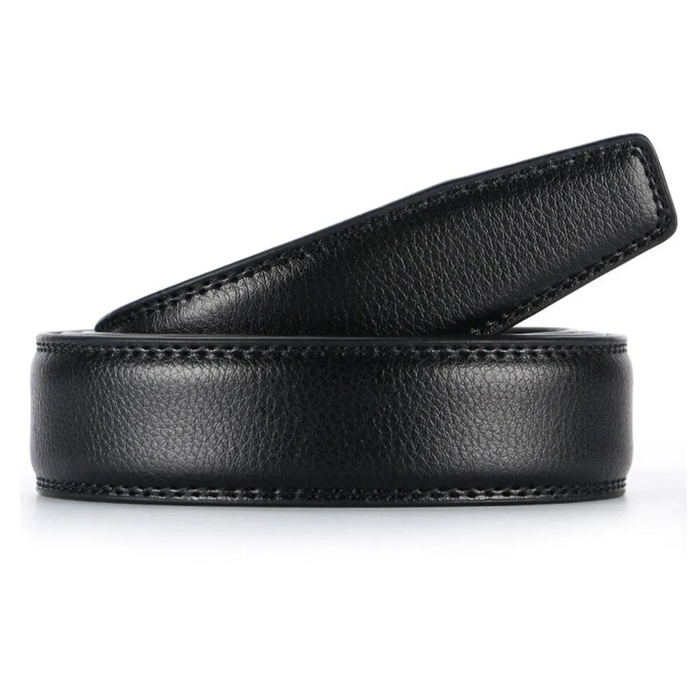 Automatic Men's 3.1cm Width Genuine Leather Belt Strip Only without Buckle