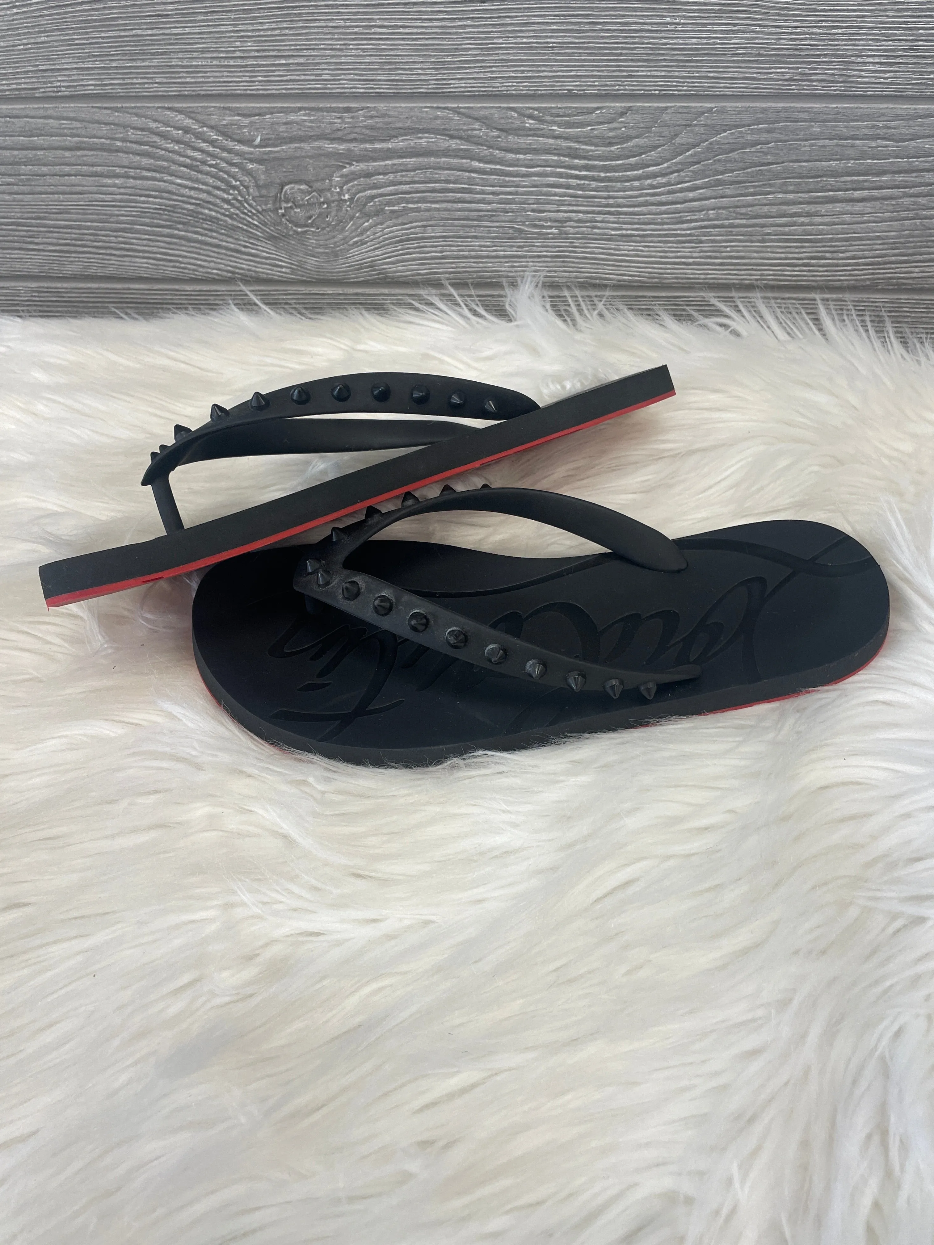 Black & Red Sandals Luxury Designer Christian Louboutin, Size 10