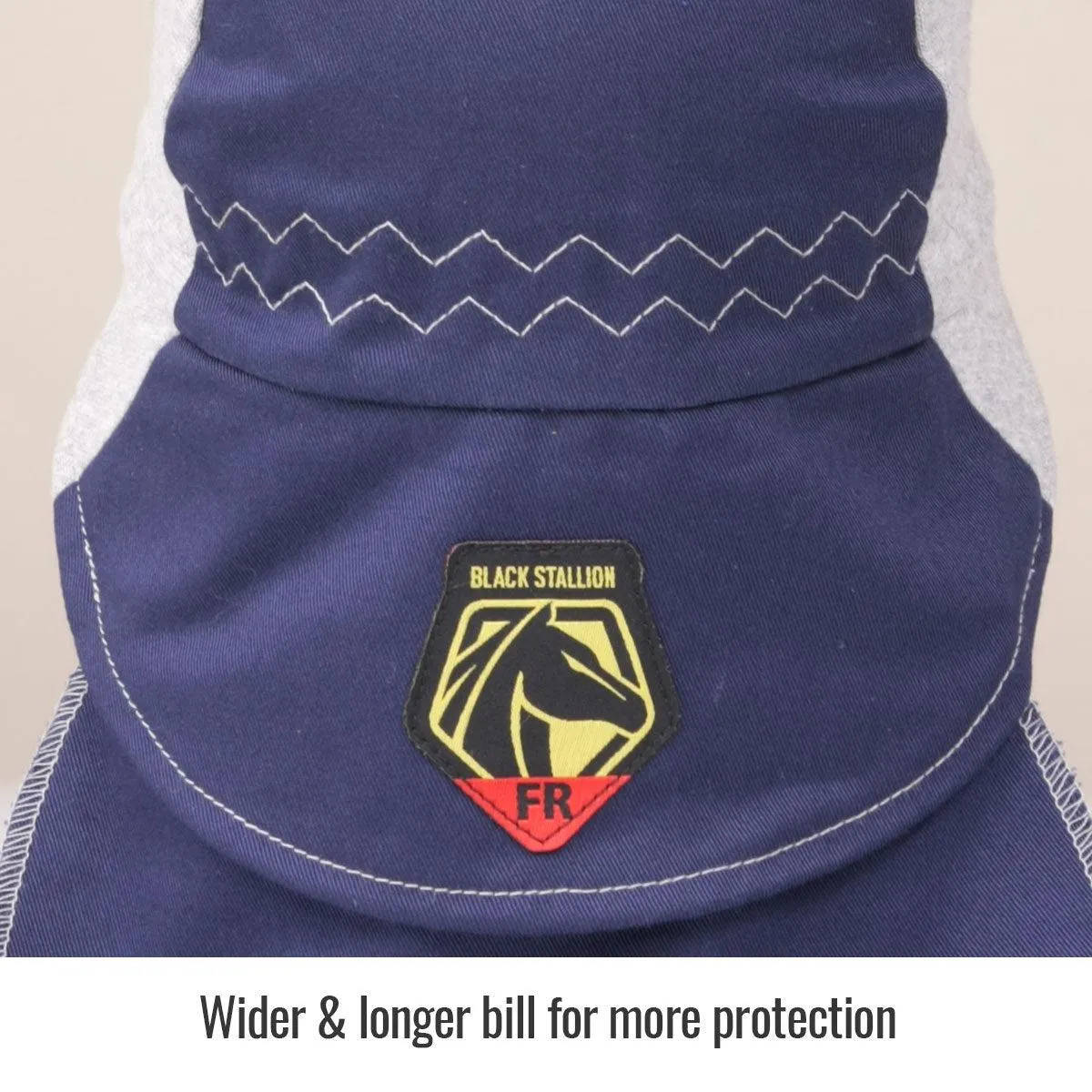 Black Stallion Blue FR Cotton Welding Cap with Hidden Bill Extension - AH1630-NG