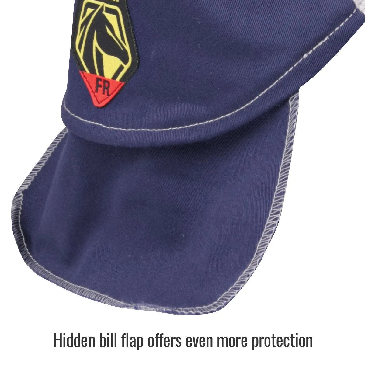 Black Stallion Blue FR Cotton Welding Cap with Hidden Bill Extension - AH1630-NG