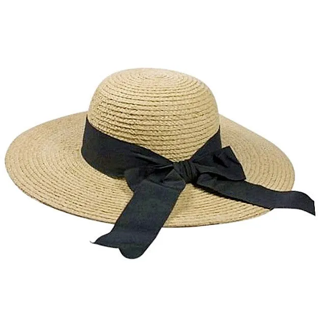 Boardwalk Style - Raffia Sun Hat with Ribbon Bow