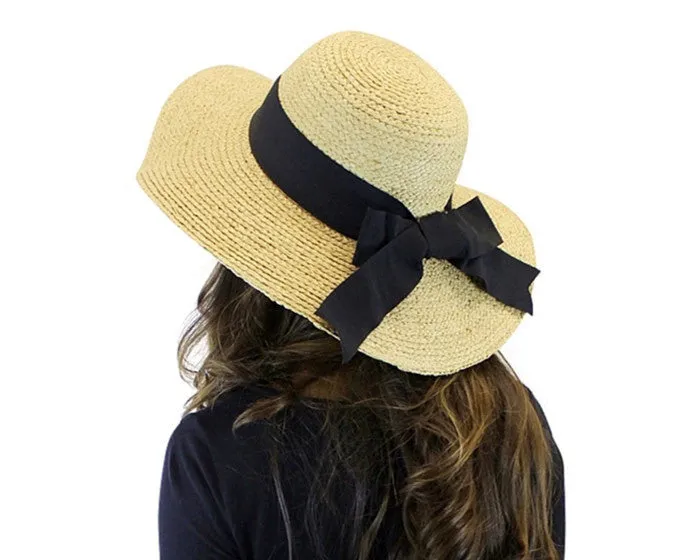 Boardwalk Style - Raffia Sun Hat with Ribbon Bow