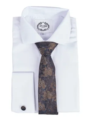 BROWN FLORAL FOLIAGE PRINT NECK TIE SET