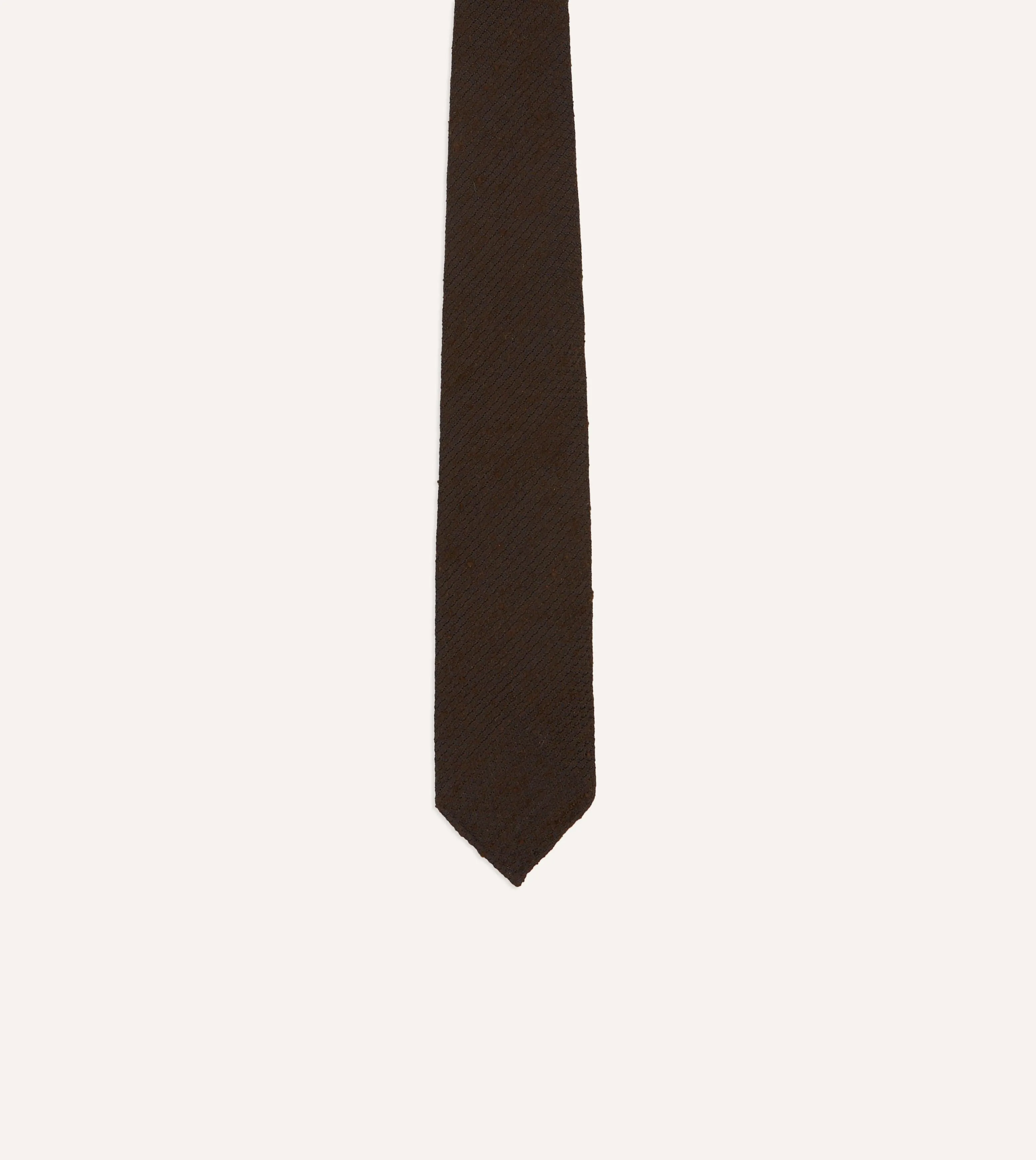 Brown Shantung Silk Hand-Rolled Tie