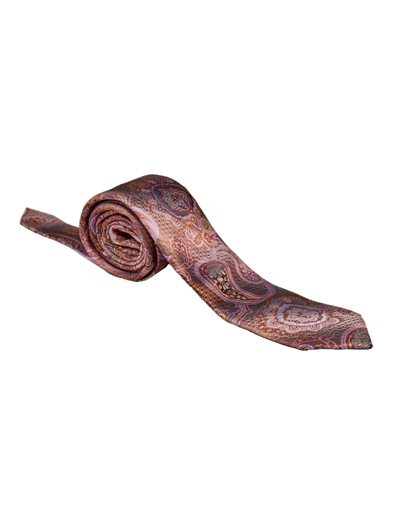 BURNT ORANGE PAISLEY PRINT NECK TIE SET