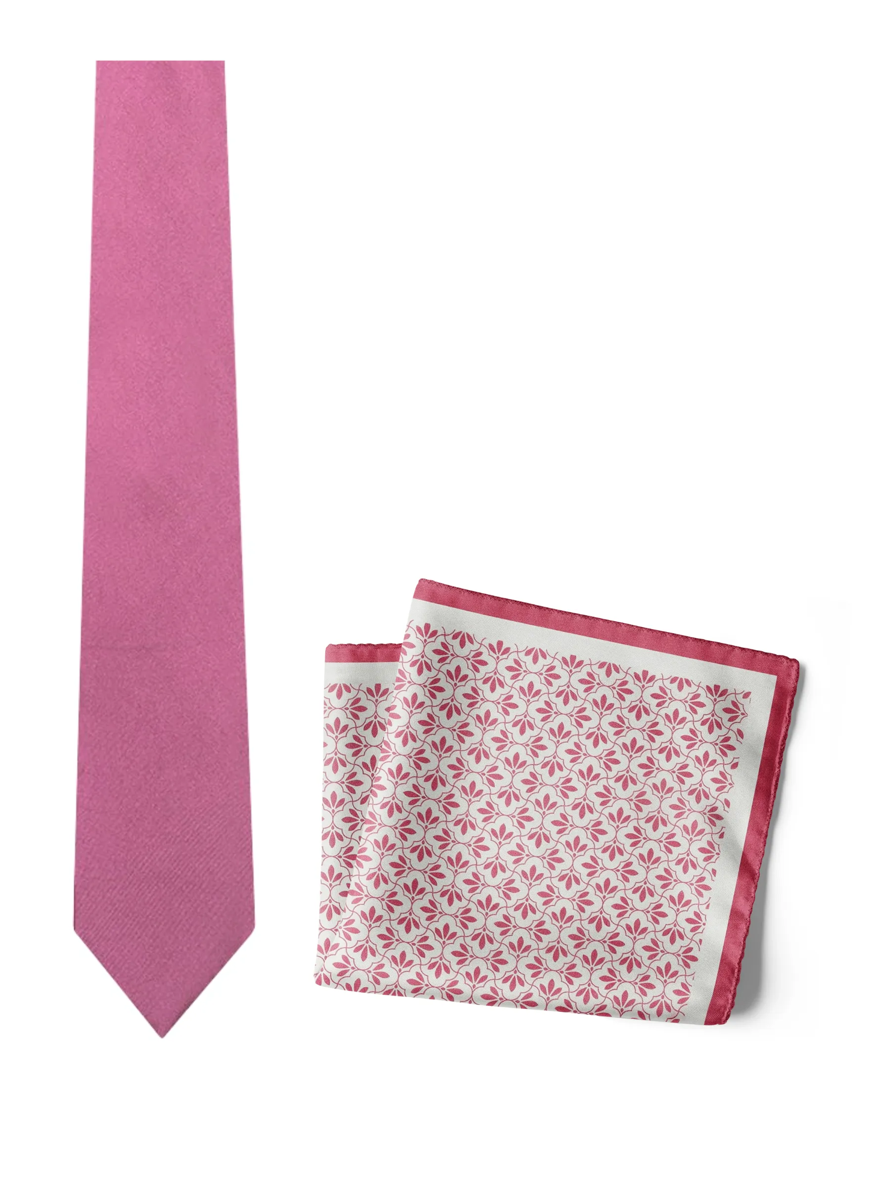 Chokore Jaali Good (Pink) - Pocket Square &  Flamingo Pink Silk Tie - Solids line