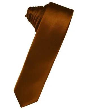 Cognac Luxury Satin Skinny Necktie