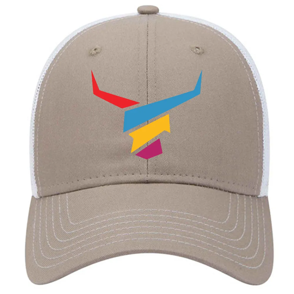 Colorful Abstract Bullhead 6 Panel Low Profile Mesh Back Trucker Hat - For Men and Women