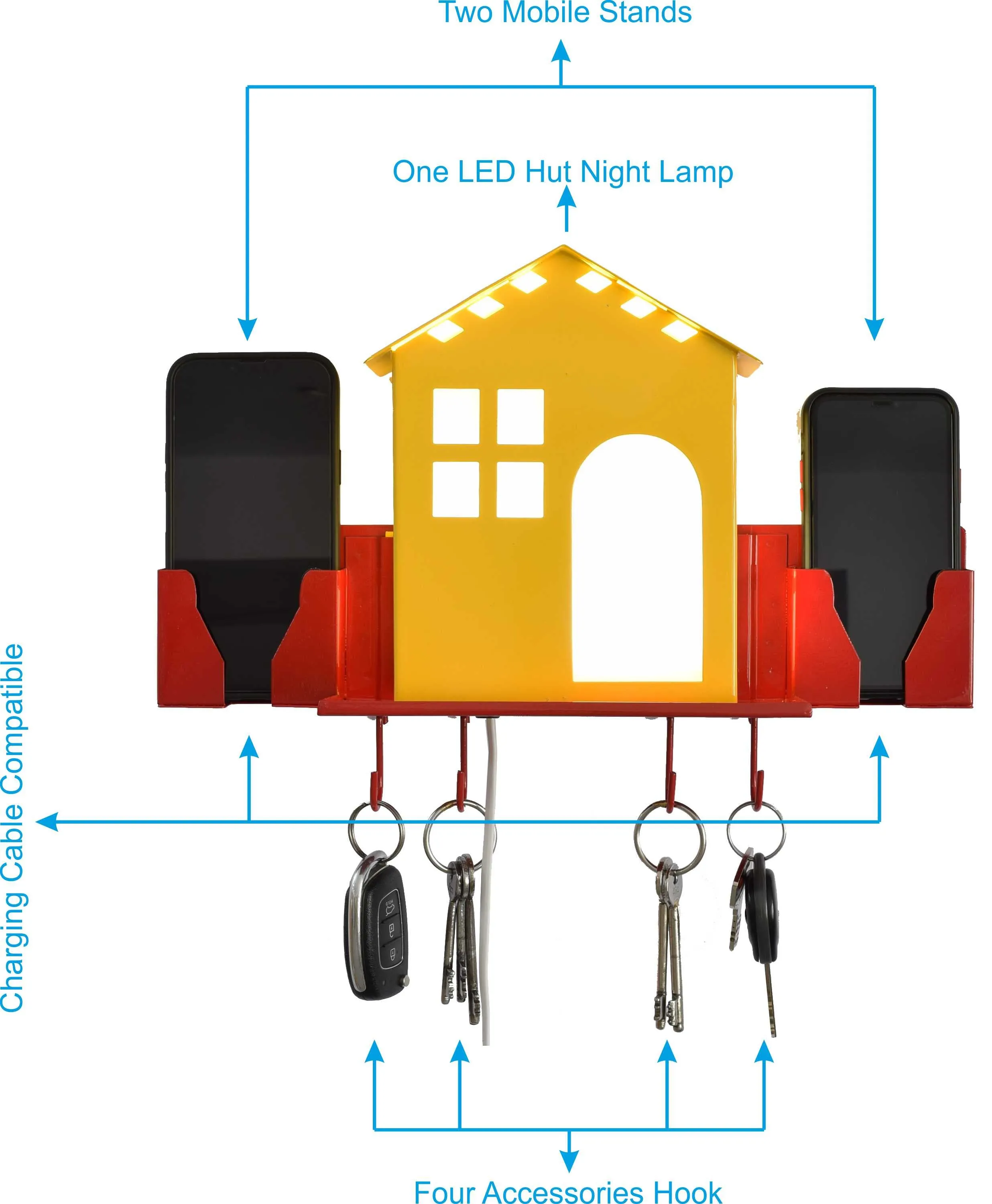 Crinds Wall Lamp Night Lamp With Mobile Charging Stand and Key Hangers