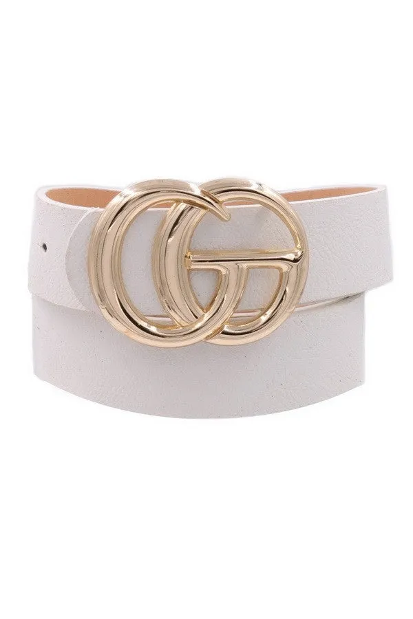 Double Metal Ring Faux Leather Belt