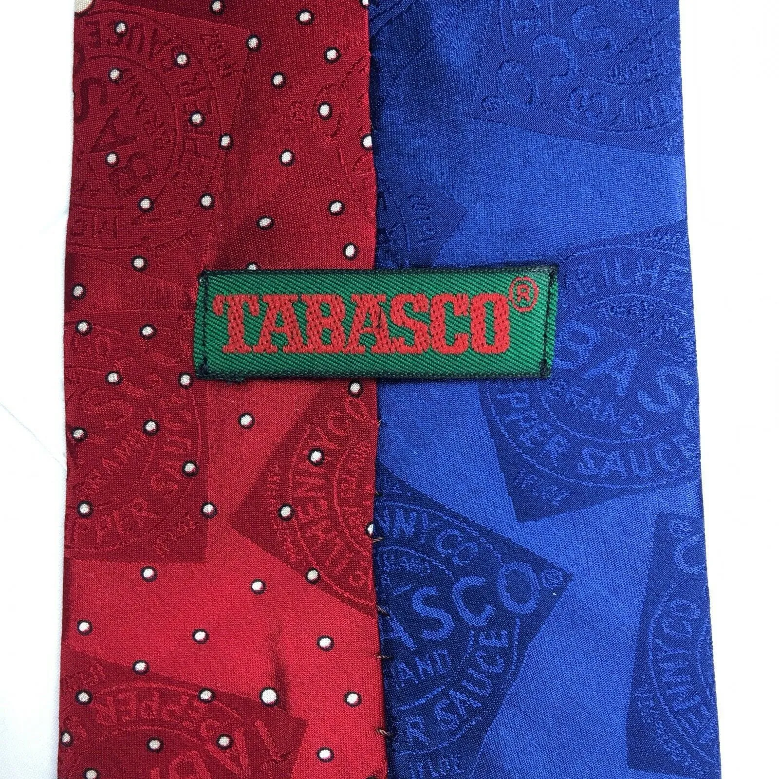 Fiery Tabasco Mens Red & Blue Silk Necktie 58" Very Good