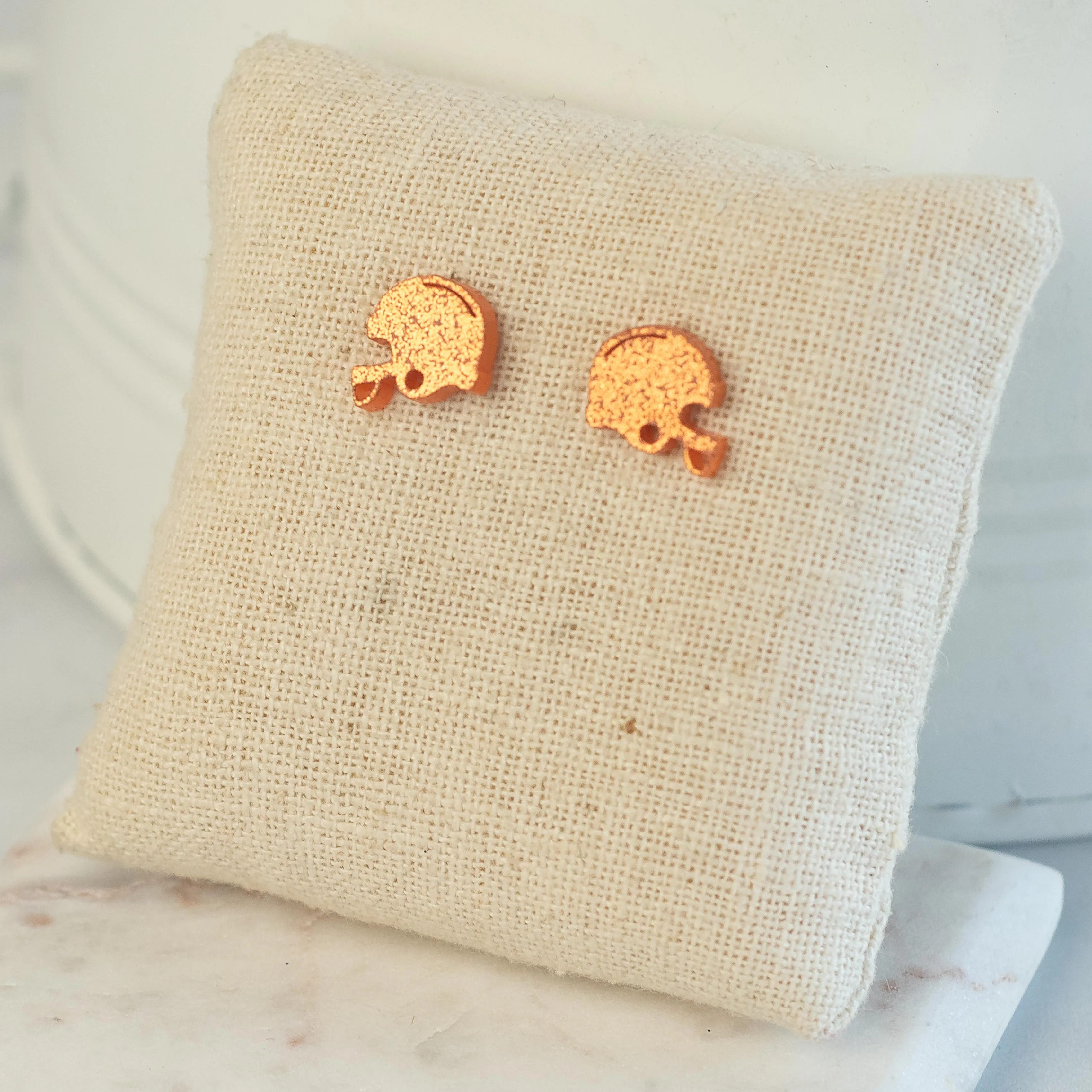 Football Helmet Studs in Orange Glitter