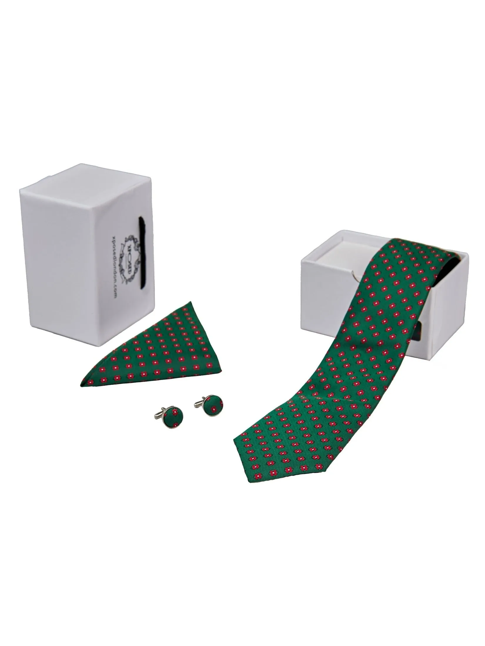 GREEN MINI FLORAL NECK TIE SET