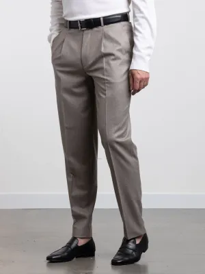 Grey Wool Pleated Dress Pants