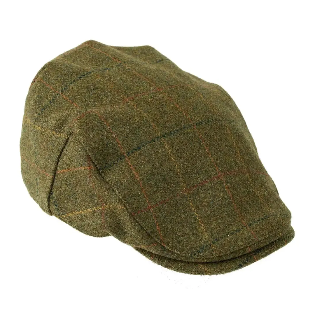 Heather Kinloch Waterproof British Tweed Flat Cap Brown Orange Check