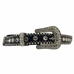 KIPPYS Swarovski Crystal Embellished Western Style Cowgirl Belt - Black