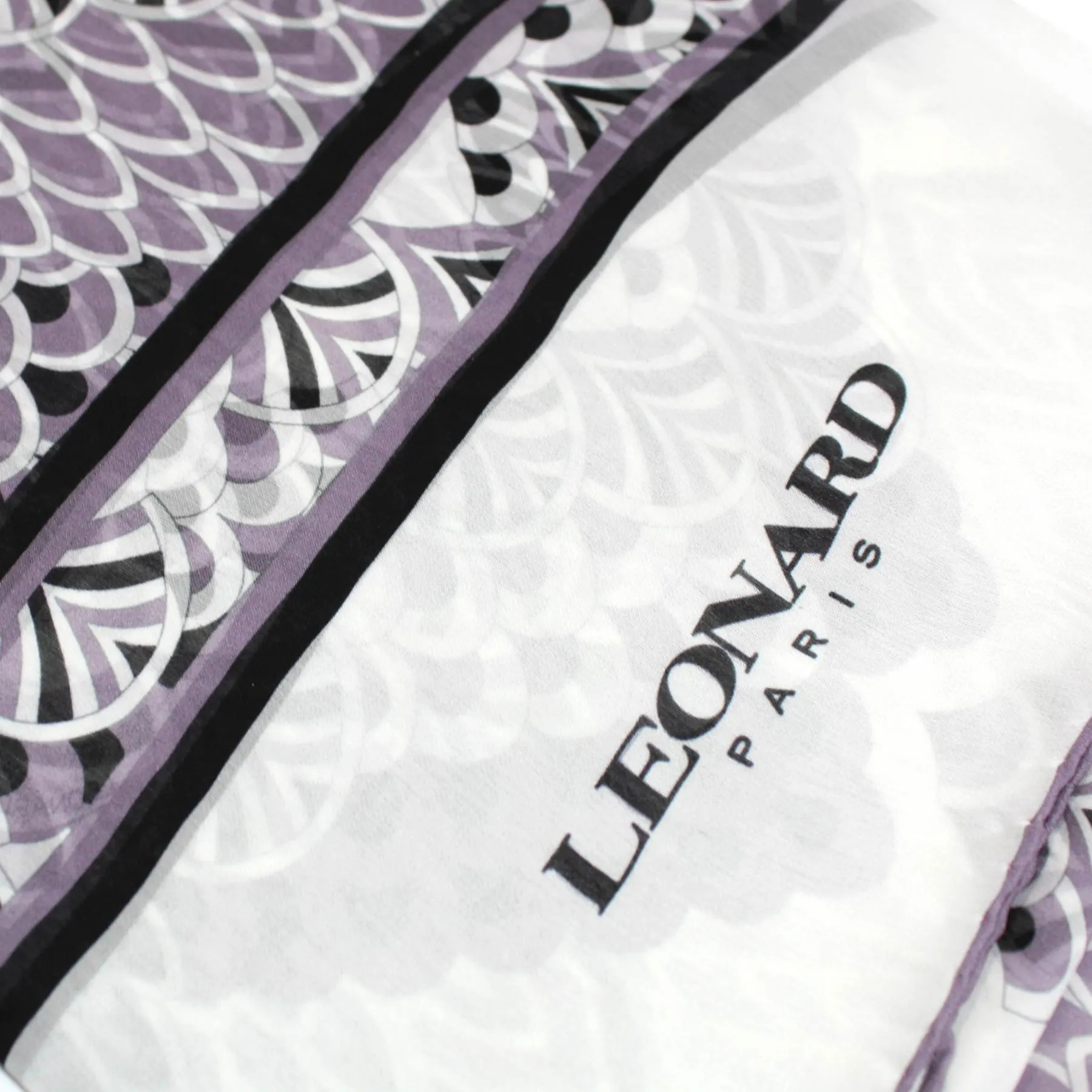 Leonard Paris Scarf Black White Design - Chiffon Silk Shawl SALE