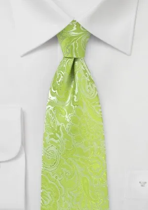 Lime Floral Paisley Necktie