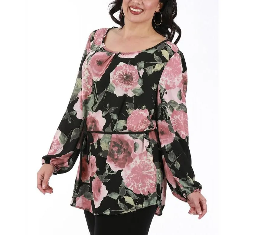 Long Sleeve Floral Georgette Fashion Top 3537264C