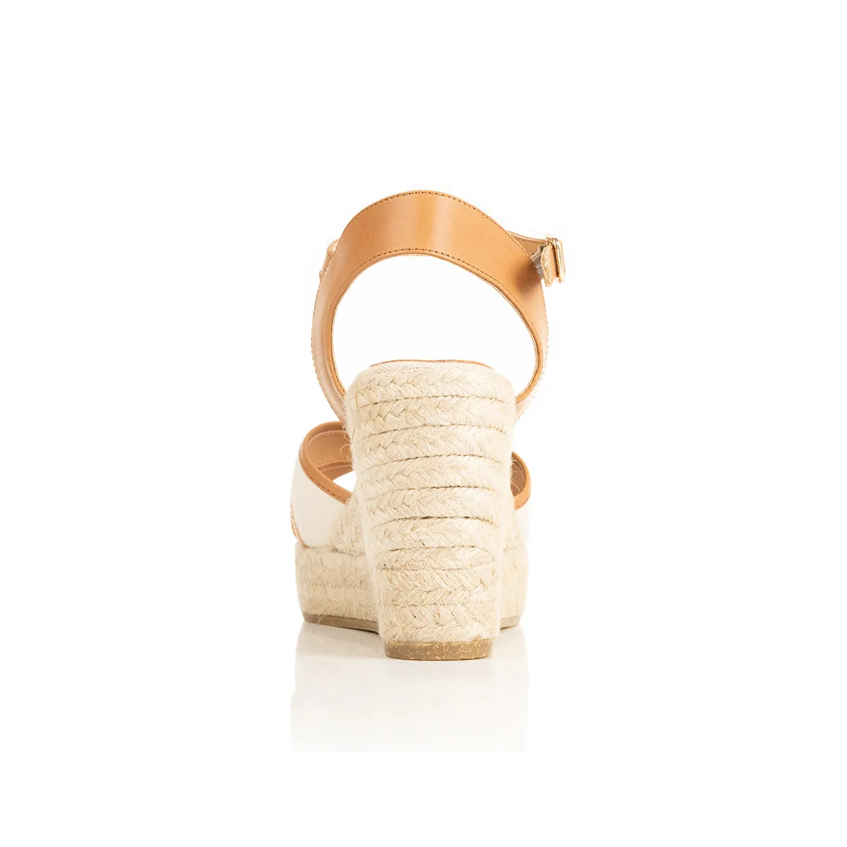 Lottie - Espadrille Wedge Sandal - Tan & Nude Canvas