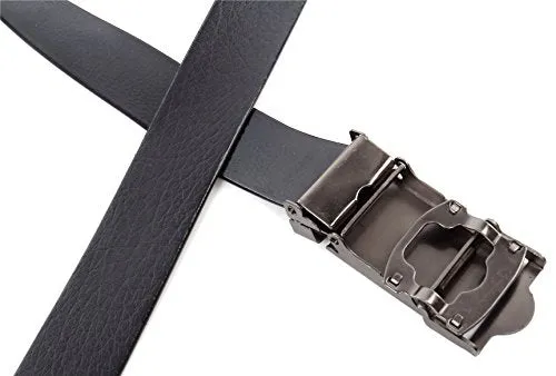 NO HOLES Men's Heavy Duty Durable Automatic Buckle PU Leather Belt - Imported