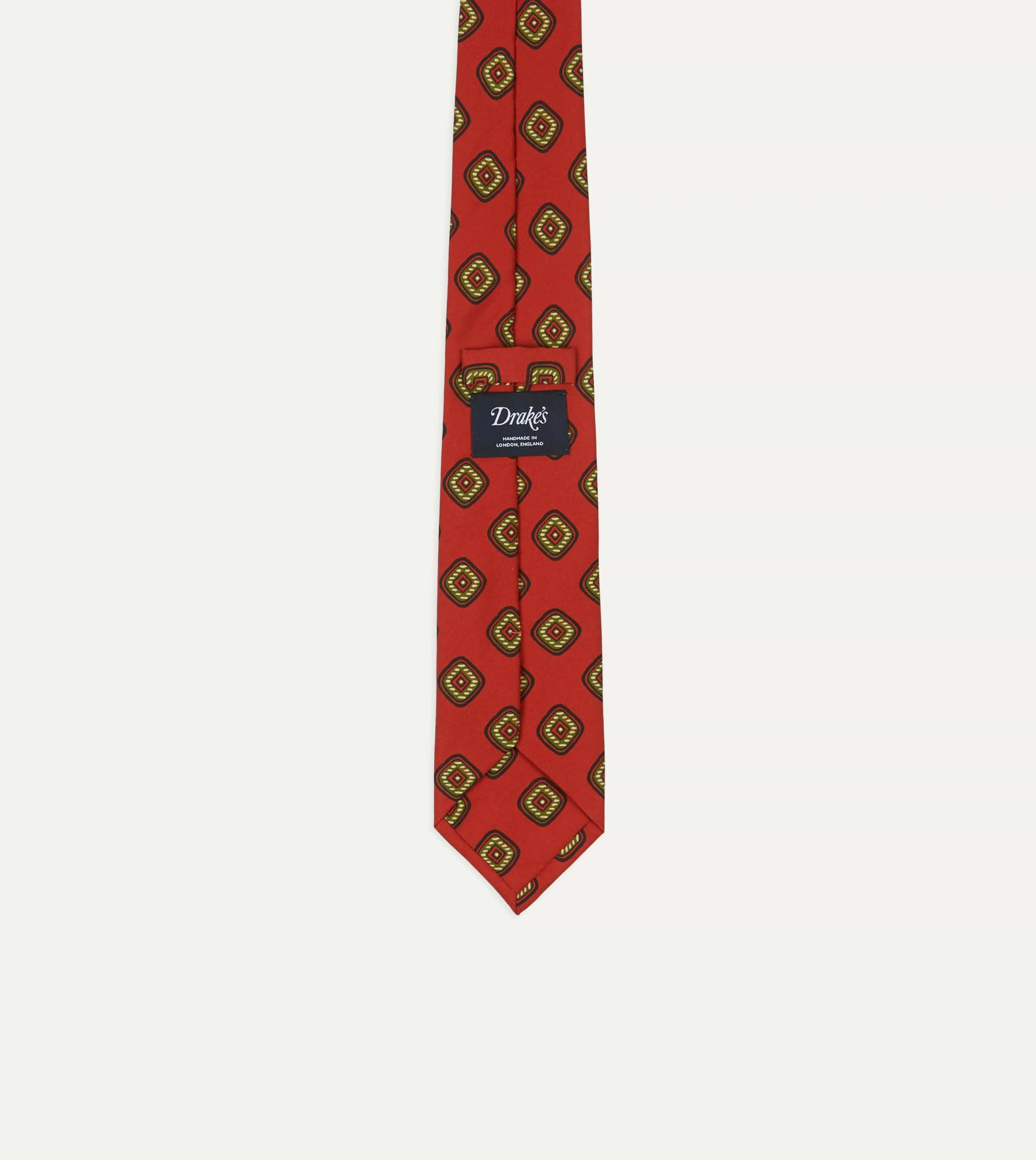 Orange Tile Print 36oz Madder Silk Self Tipped Tie