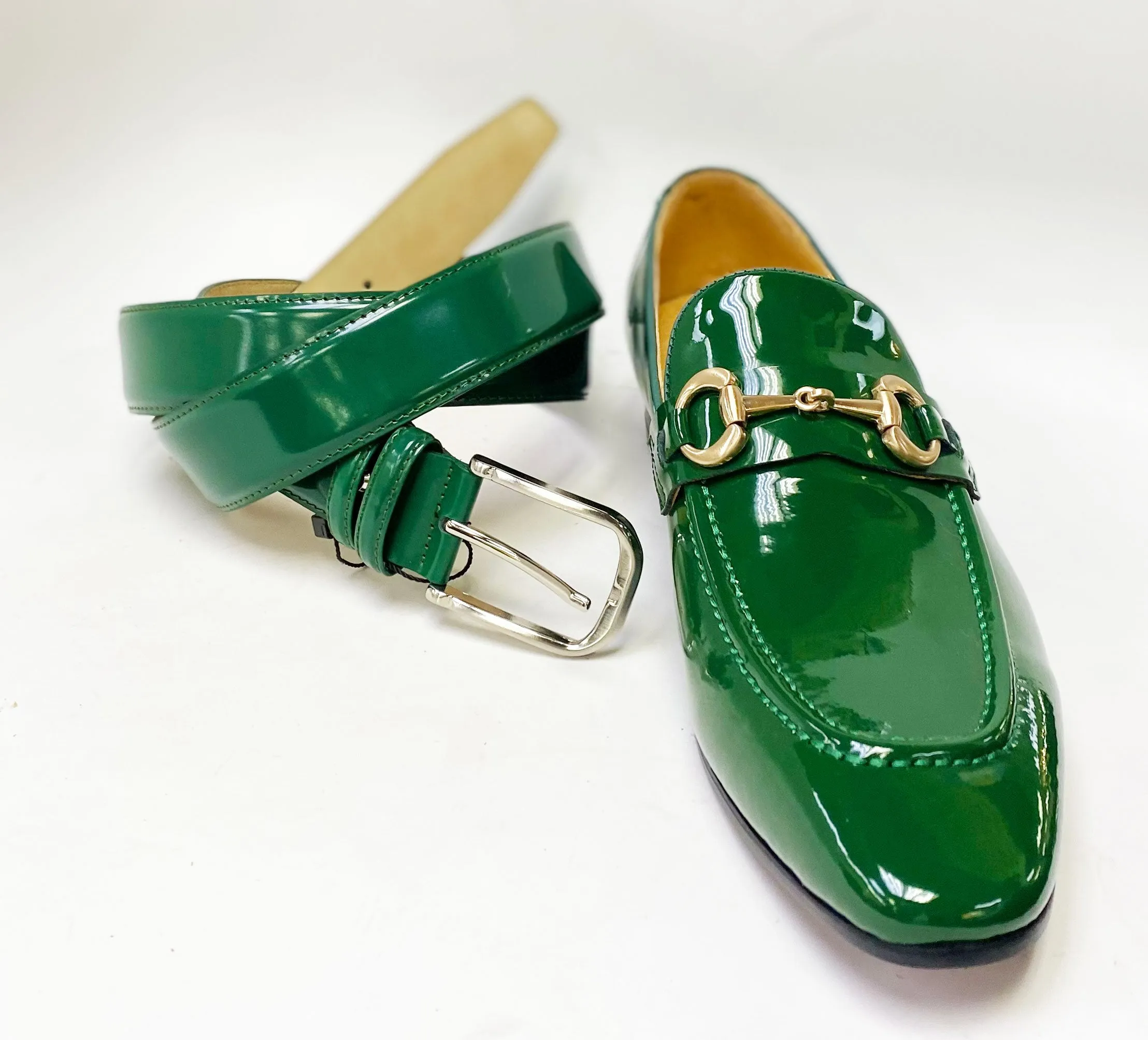 Patent Leather Belt Green