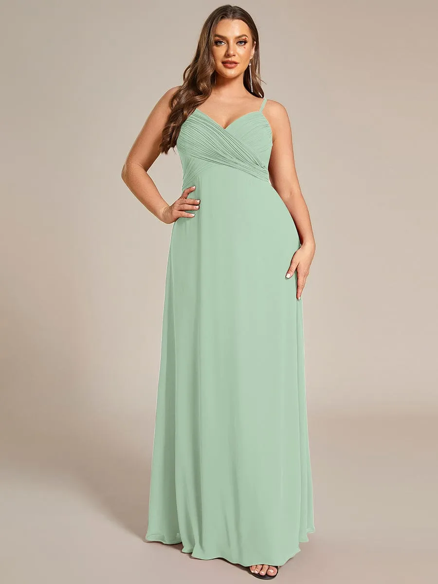 Plus Size Draped Back Criss-Cross Chiffon A-Line Dress