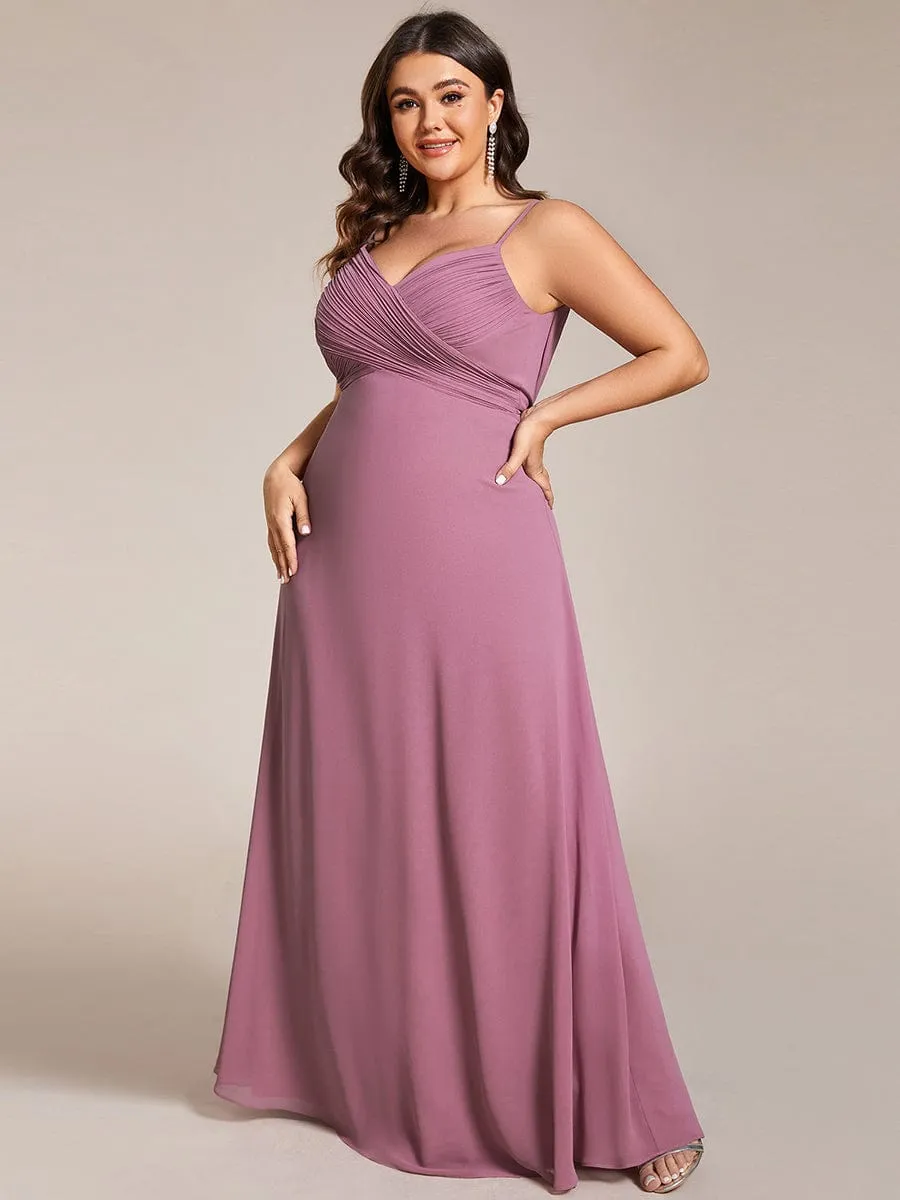 Plus Size Draped Back Criss-Cross Chiffon A-Line Dress