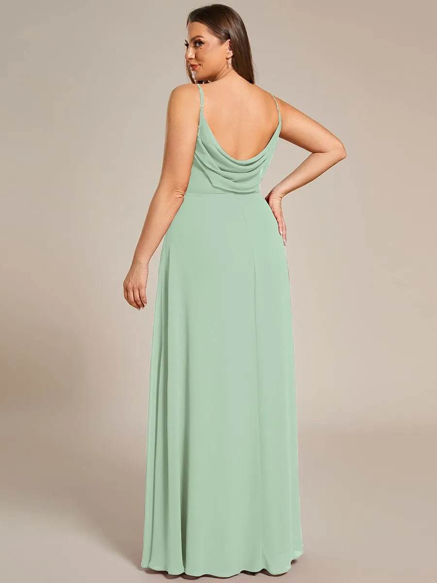 Plus Size Draped Back Criss-Cross Chiffon A-Line Dress