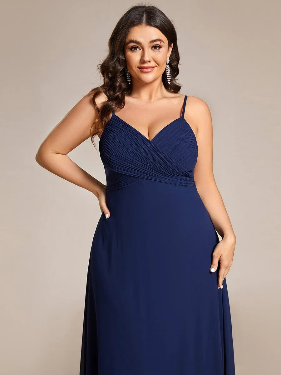 Plus Size Draped Back Criss-Cross Chiffon A-Line Dress