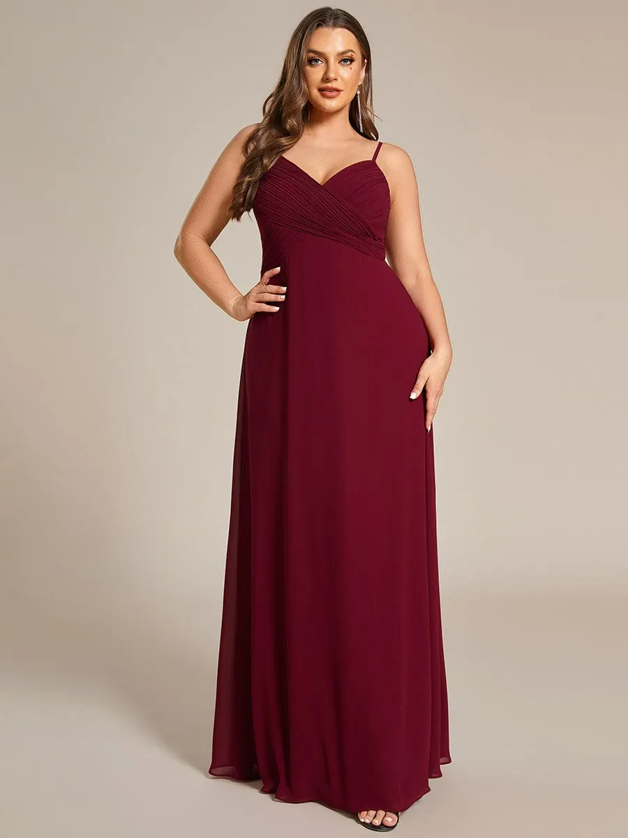 Plus Size Draped Back Criss-Cross Chiffon A-Line Dress