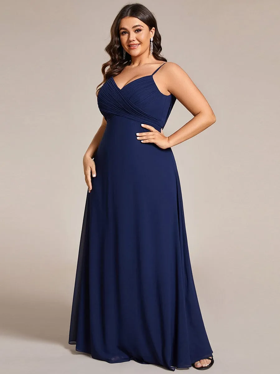 Plus Size Draped Back Criss-Cross Chiffon A-Line Dress