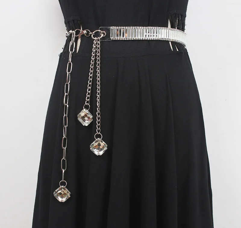 Simple Versatile Fashion Sexy Rhinestone Waist Chain Women's Decorative Belt Dress Metal Diamond Chain