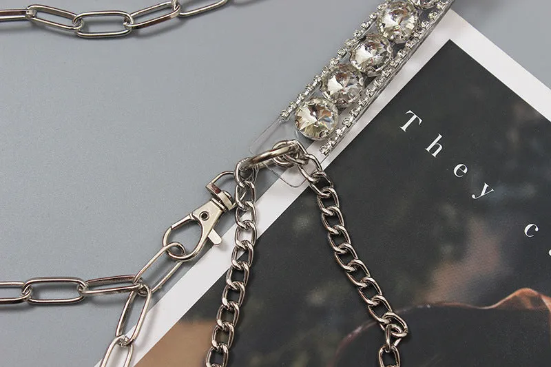 Simple Versatile Fashion Sexy Rhinestone Waist Chain Women's Decorative Belt Dress Metal Diamond Chain