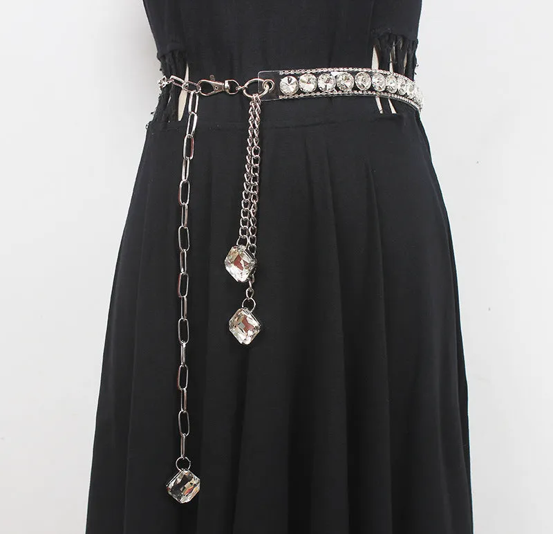 Simple Versatile Fashion Sexy Rhinestone Waist Chain Women's Decorative Belt Dress Metal Diamond Chain