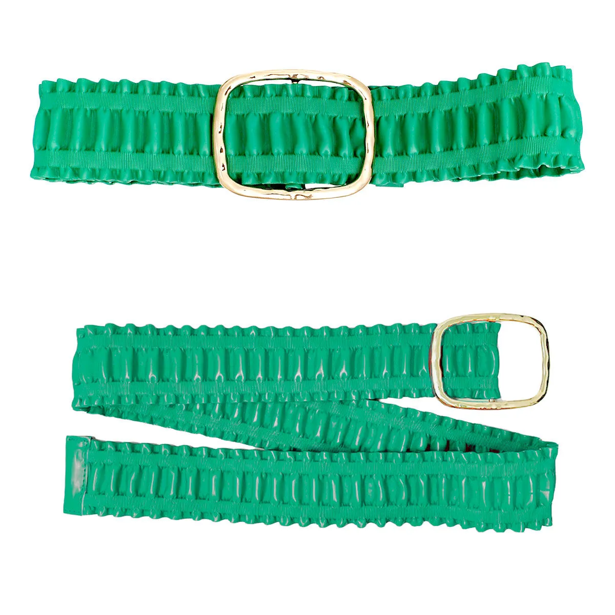 Wide Stretch Ruffle Belt - Green